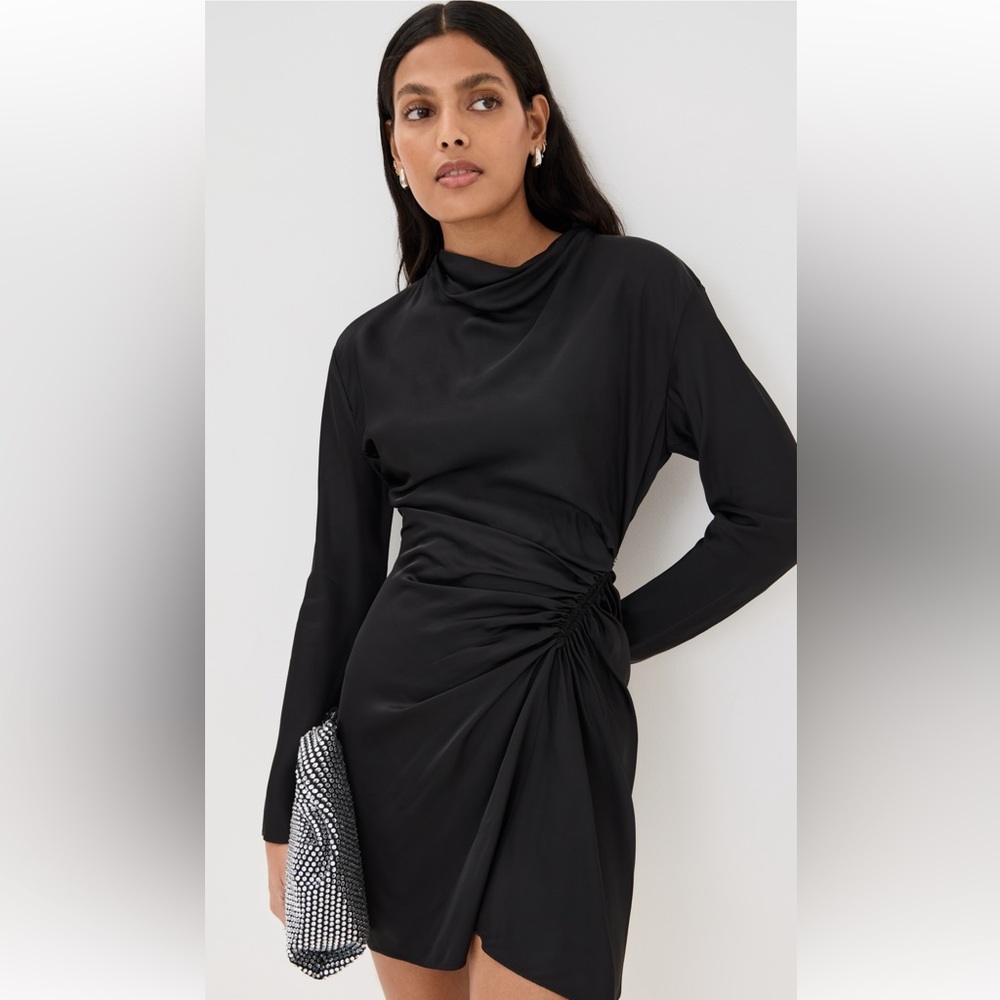 A.L.C. Georgia Black Long Sleeve Ruched Mini Dress Size 4